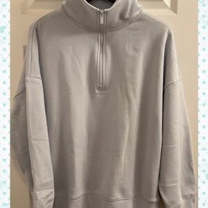 PINK Victoria’s Secret Ivy Fleece Half Zip Sweatshirt - NWT - XL Hydrangea Blue